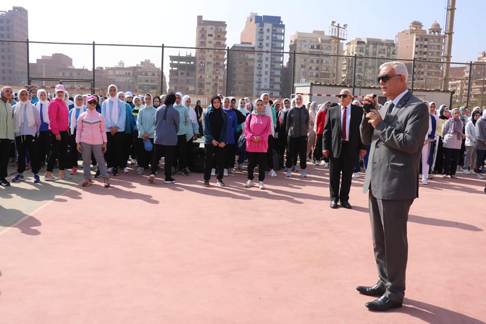 The President of Menoufia University performs the "Salvation of the Flag" with the students of physical education
