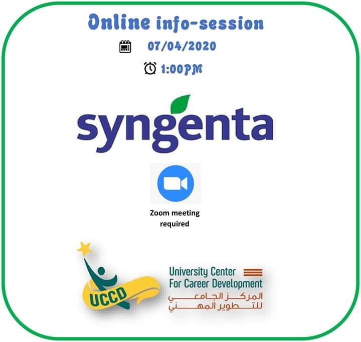 An online seminar for Syngenta International Company , organized by the Professional Development Center in Menofia University.