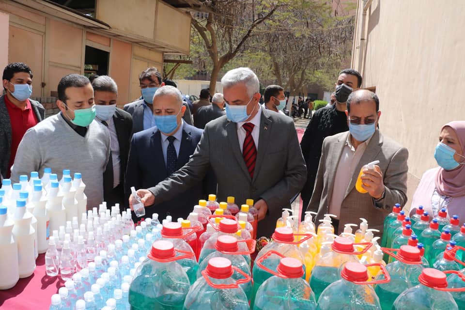 Mubarak is visiting the College of Agriculture and opening the detergent and disinfectant unit.