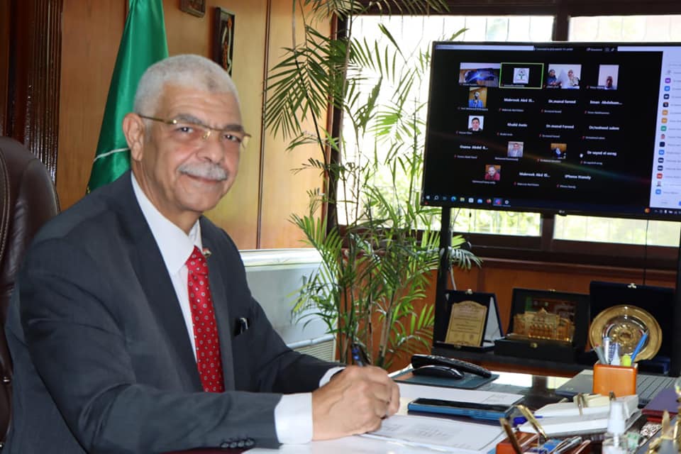 The President of Menoufia University holds a meeting of the Graduate Studies Council online