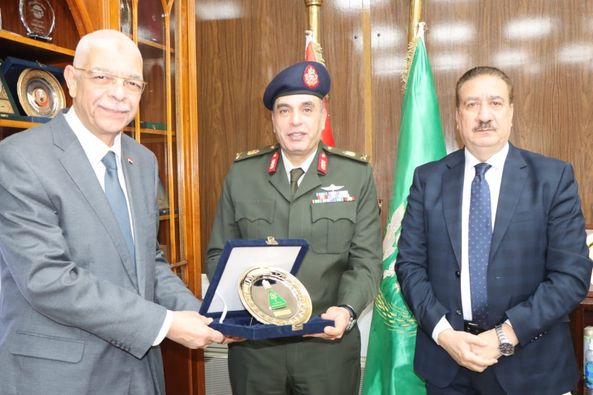 The President of Menoufia University witnesses a meeting with the Governor and the Director of the Recruitment and Mobilization Department at the Governorate General Office