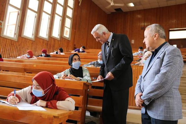 The President and Vice President of Menoufia University are inspecting the examination committees of agriculture, education, veterinary medicine and physical education