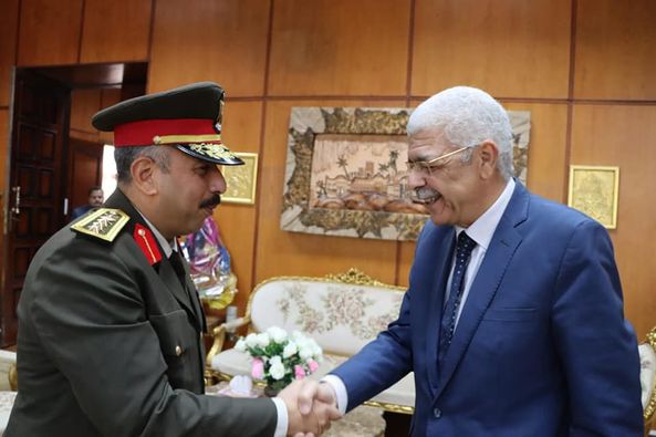 The President of Menoufia University meets with the Director of the Tanta Recruitment and Mobilization District and the Director of the Military Hospital in Menoufia