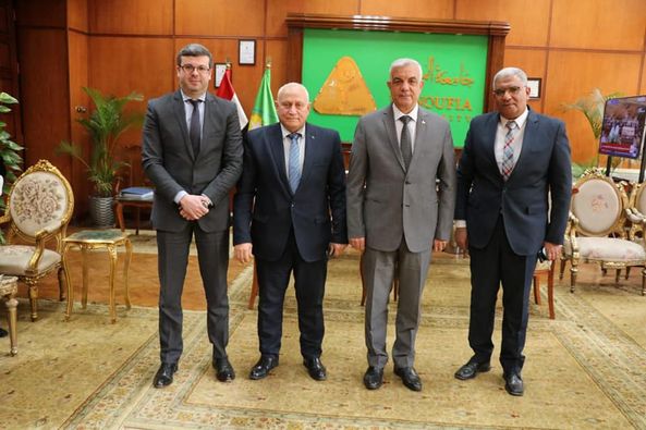 The President of Menoufia University congratulates the university’s new assistant secretaries and general managers