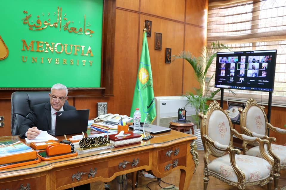 The President of Menoufia University holds a committee for laboratories and scientific devices for the month of June "online"