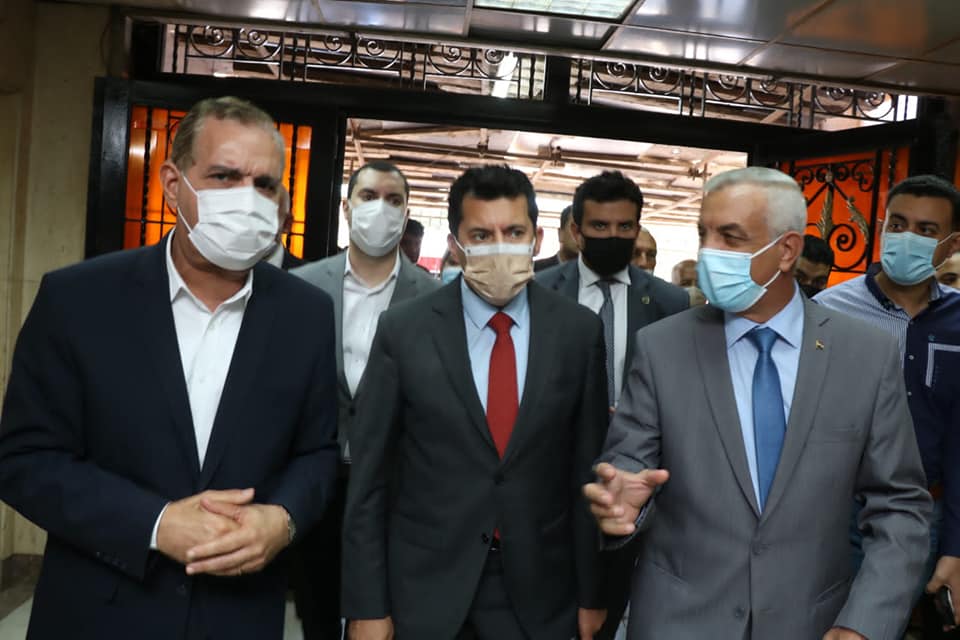 Minister of Youth and Sports and President of The University of Menoufia follow up on the health status of the injured after they leave the operating rooms