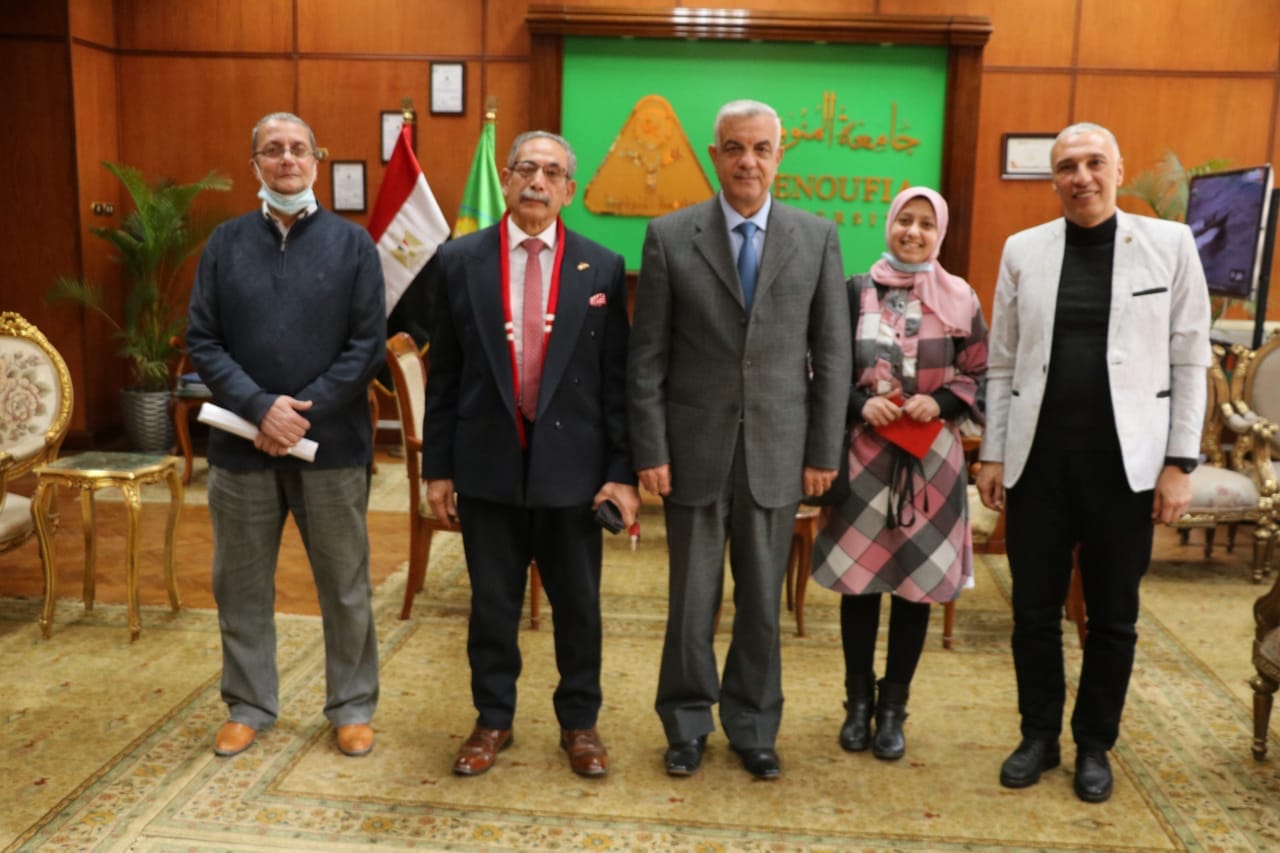 The President of Menoufia University meets with the ideal female student in the secondary stage at the governorate level