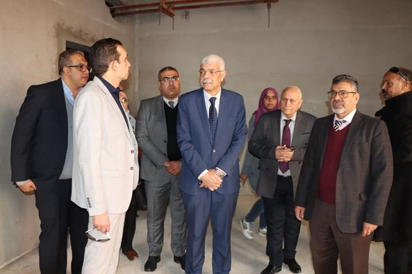 The President of Menoufia University inspects the construction works of the upper floors of the Emergency Hospital in the university hospitals